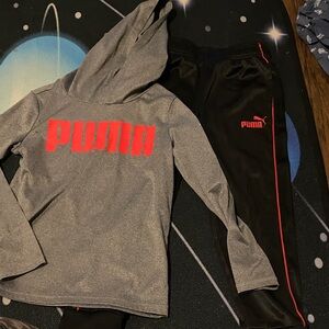 Puma Red and Gray Hoodie with Black Pants